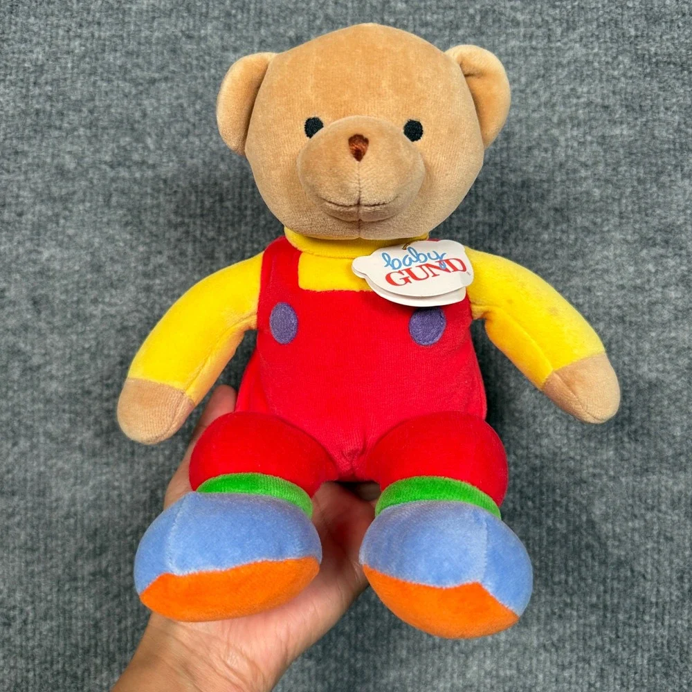 Vintage Baby Gund Rainbow Brightbear 5686 Plush‎ Animal Stuffed Red Yellow Brown
